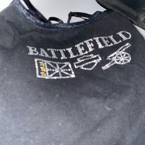 Harley Davidson Black Spaghetti adjustable strap tank top with built in bra.